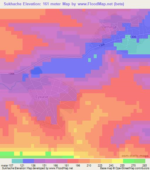 Sukhache,Bulgaria Elevation Map