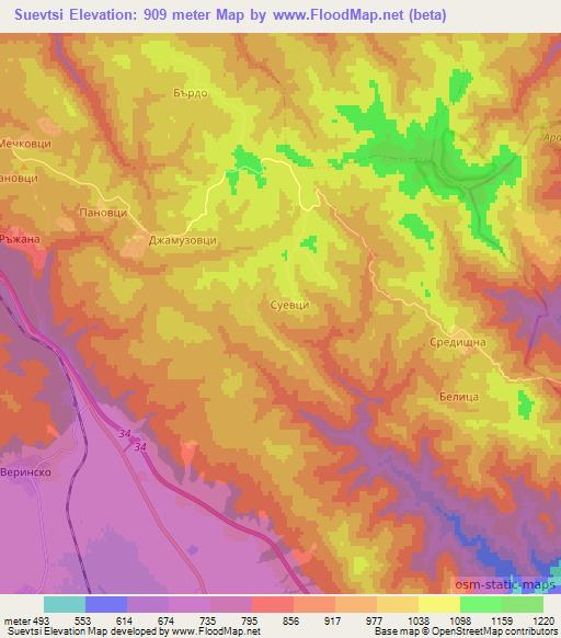 Suevtsi,Bulgaria Elevation Map