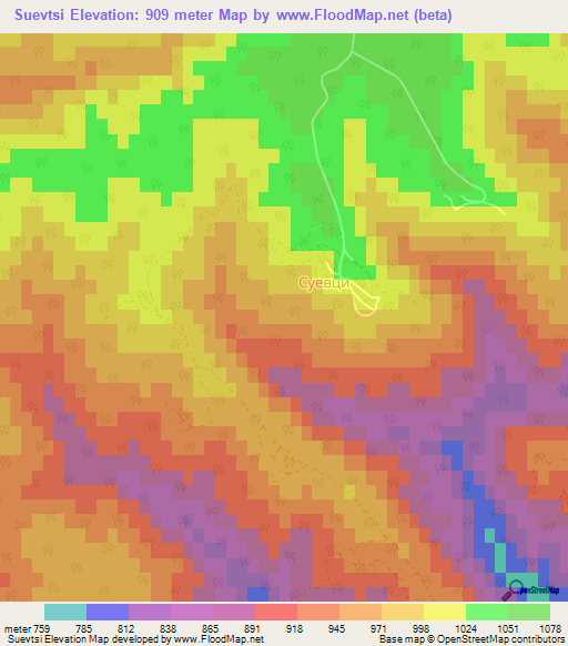 Suevtsi,Bulgaria Elevation Map