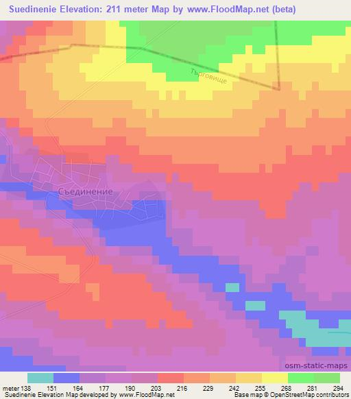 Suedinenie,Bulgaria Elevation Map