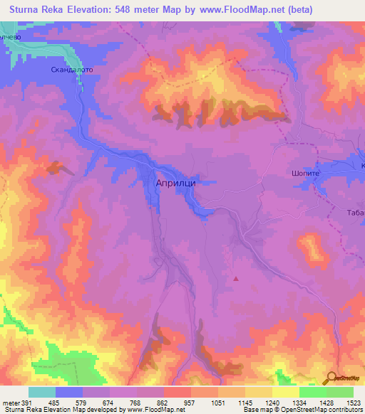 Sturna Reka,Bulgaria Elevation Map