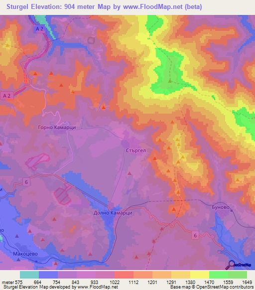 Sturgel,Bulgaria Elevation Map