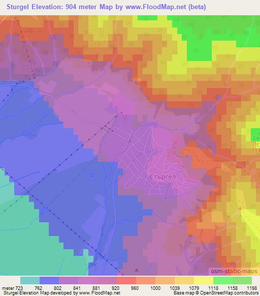 Sturgel,Bulgaria Elevation Map