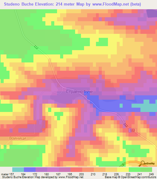 Studeno Buche,Bulgaria Elevation Map