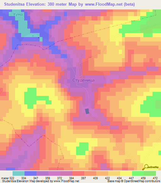 Studenitsa,Bulgaria Elevation Map