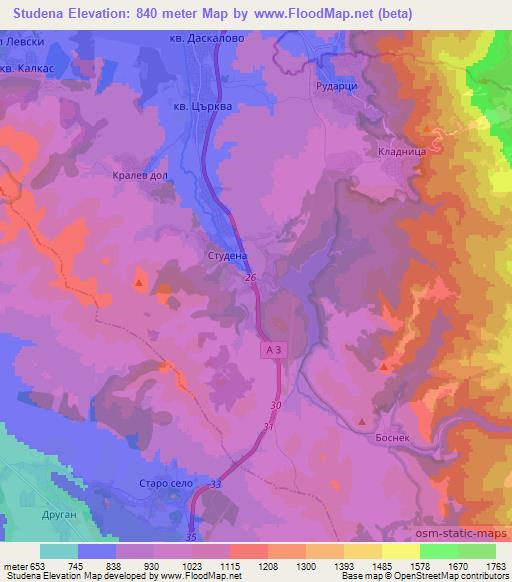 Studena,Bulgaria Elevation Map