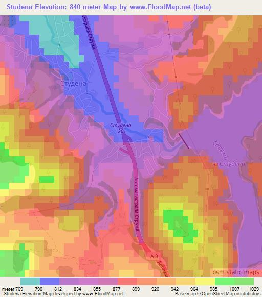 Studena,Bulgaria Elevation Map