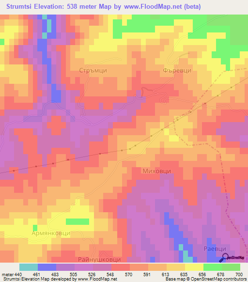 Strumtsi,Bulgaria Elevation Map