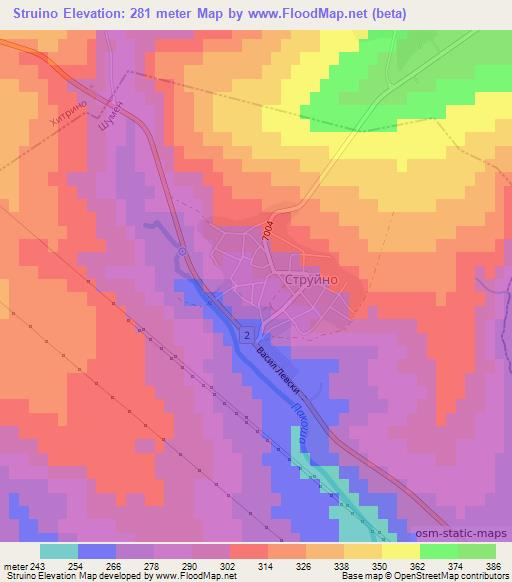 Struino,Bulgaria Elevation Map