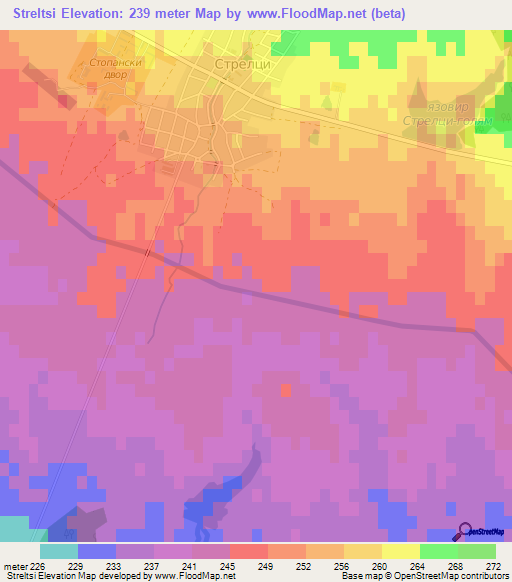 Streltsi,Bulgaria Elevation Map