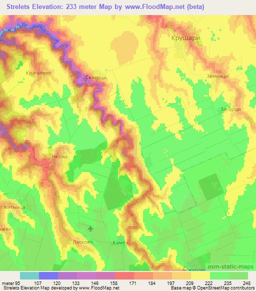 Strelets,Bulgaria Elevation Map