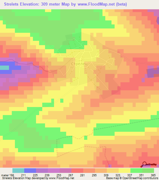 Strelets,Bulgaria Elevation Map