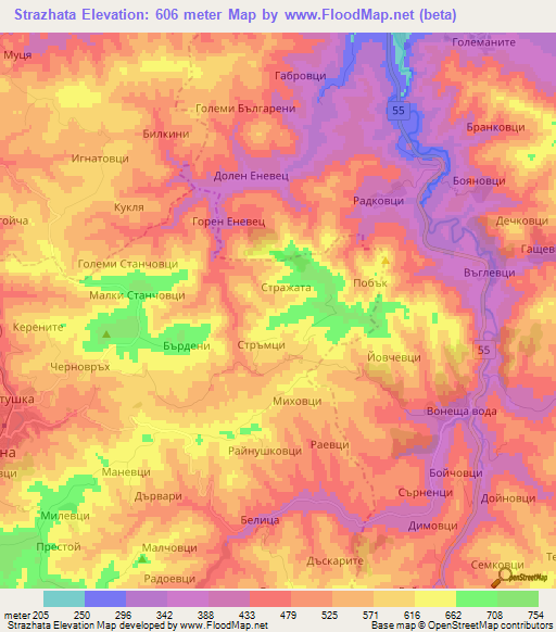 Strazhata,Bulgaria Elevation Map