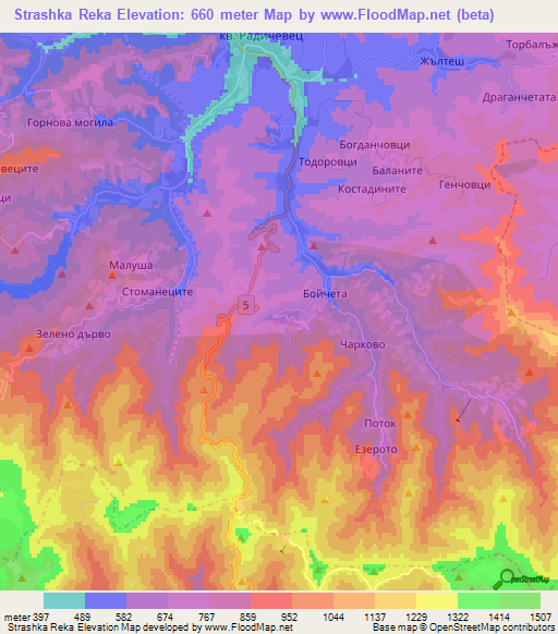 Strashka Reka,Bulgaria Elevation Map