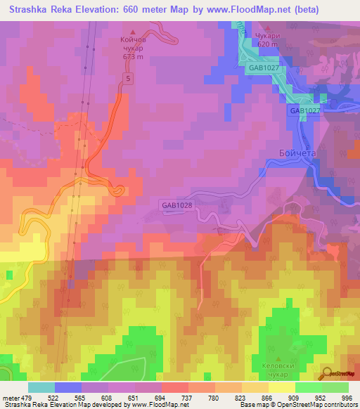 Strashka Reka,Bulgaria Elevation Map