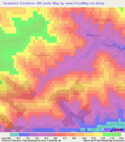 Strashimir,Bulgaria Elevation Map