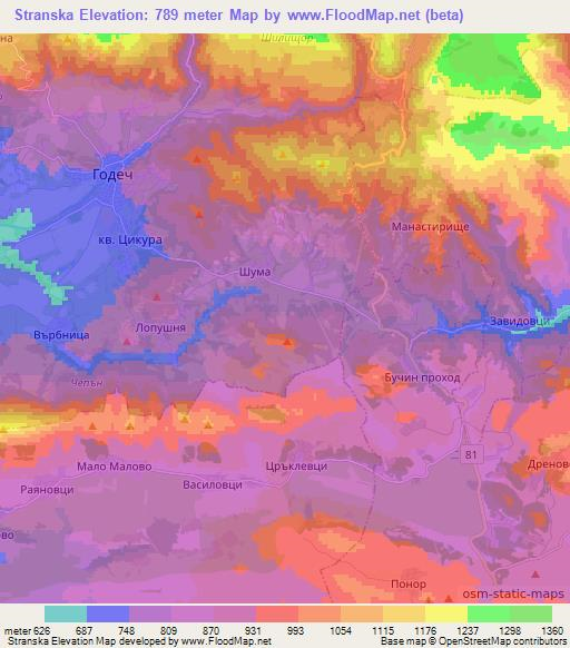 Stranska,Bulgaria Elevation Map