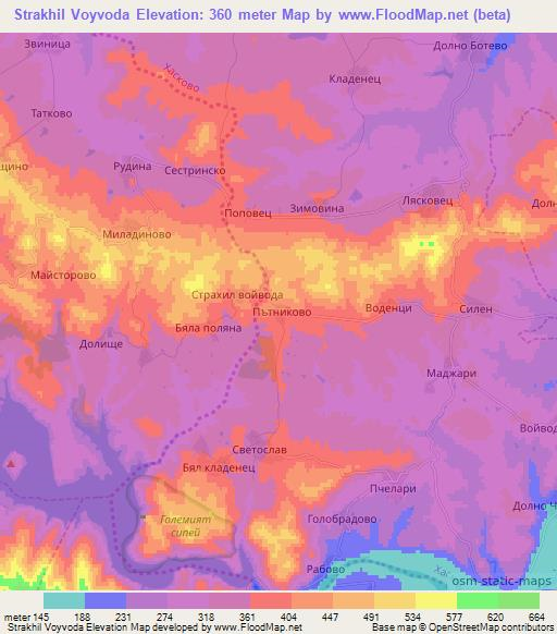 Strakhil Voyvoda,Bulgaria Elevation Map