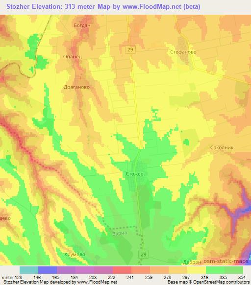 Stozher,Bulgaria Elevation Map