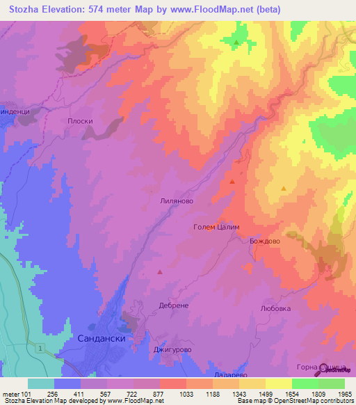 Stozha,Bulgaria Elevation Map
