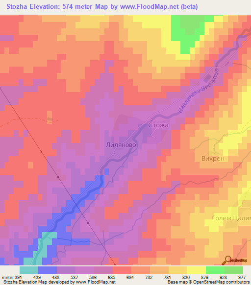 Stozha,Bulgaria Elevation Map