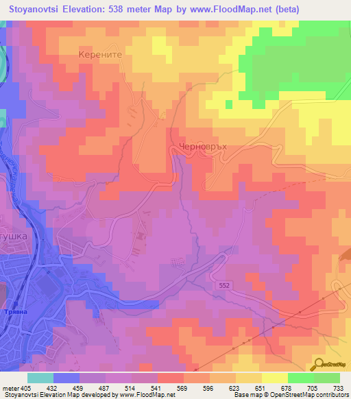 Stoyanovtsi,Bulgaria Elevation Map