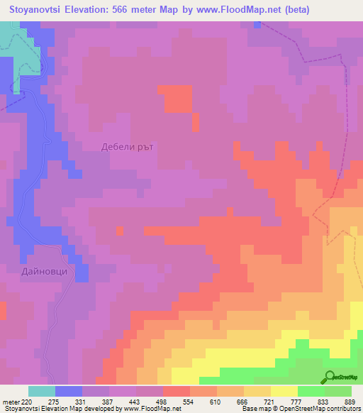 Stoyanovtsi,Bulgaria Elevation Map