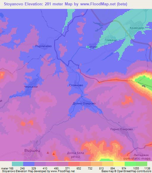 Stoyanovo,Bulgaria Elevation Map