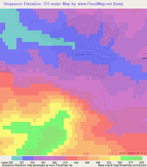 Stoyanovo,Bulgaria Elevation Map