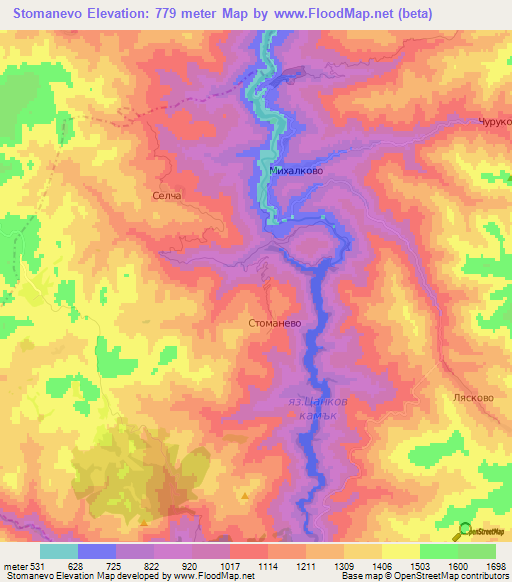 Stomanevo,Bulgaria Elevation Map