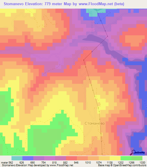 Stomanevo,Bulgaria Elevation Map
