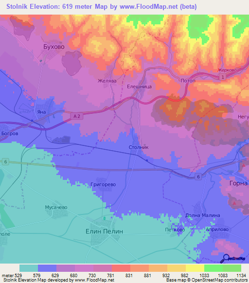 Stolnik,Bulgaria Elevation Map