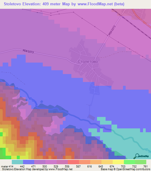 Stoletovo,Bulgaria Elevation Map