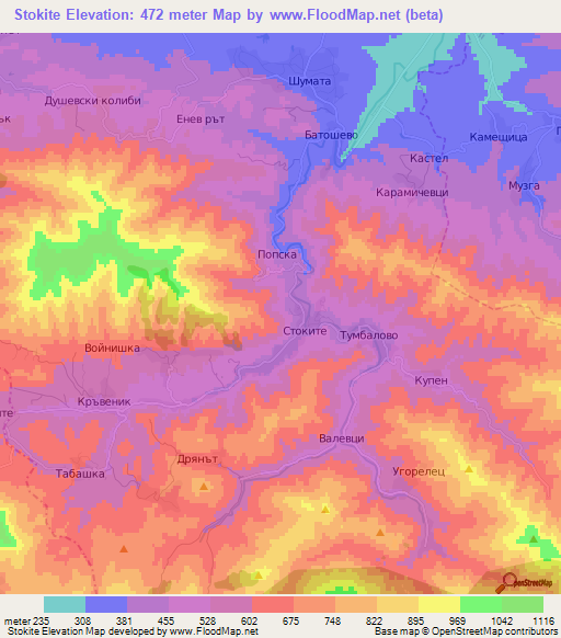 Stokite,Bulgaria Elevation Map