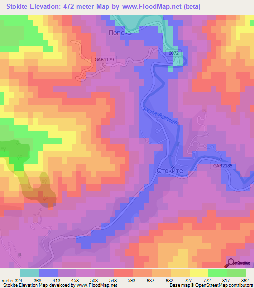 Stokite,Bulgaria Elevation Map