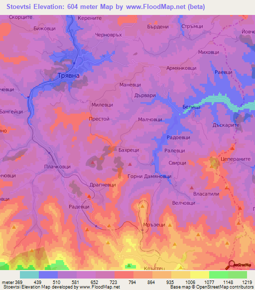 Stoevtsi,Bulgaria Elevation Map