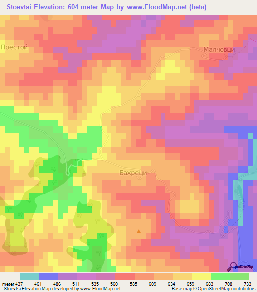 Stoevtsi,Bulgaria Elevation Map