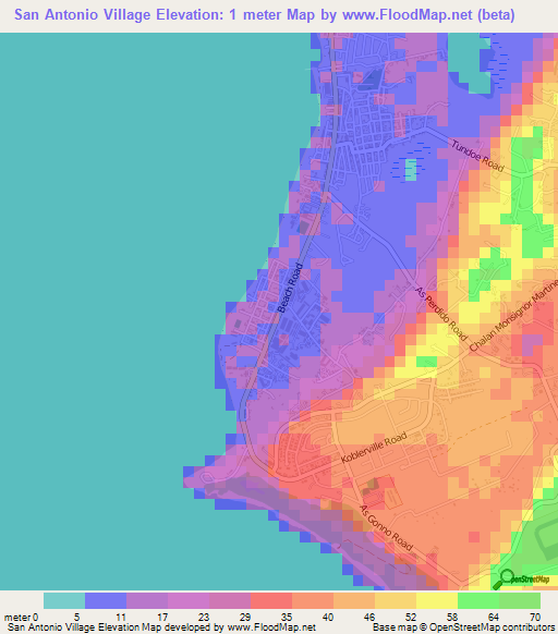 San Antonio Village,Northern Mariana Islands Elevation Map