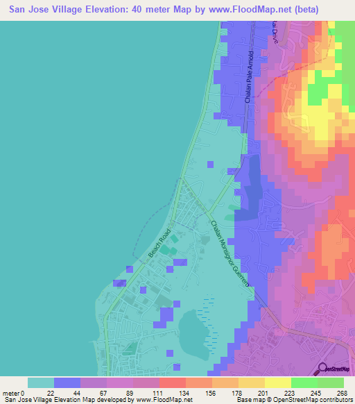 San Jose Village,Northern Mariana Islands Elevation Map