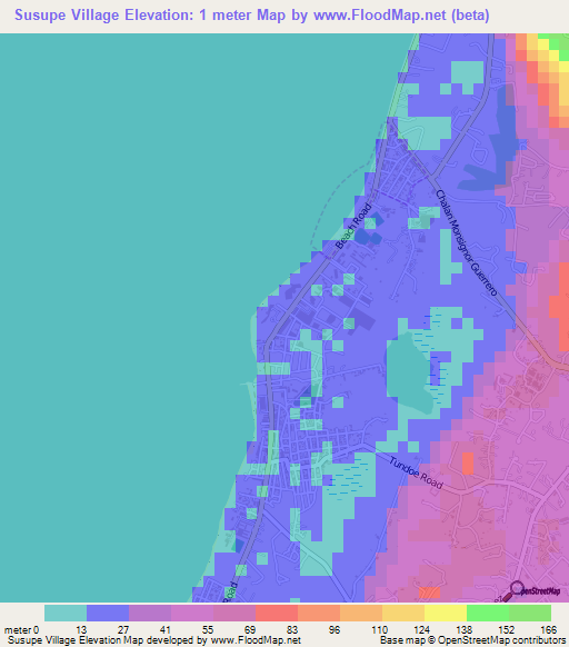 Susupe Village,Northern Mariana Islands Elevation Map