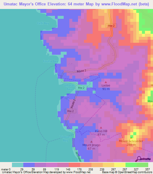 Umatac Mayor's Office,Guam Elevation Map