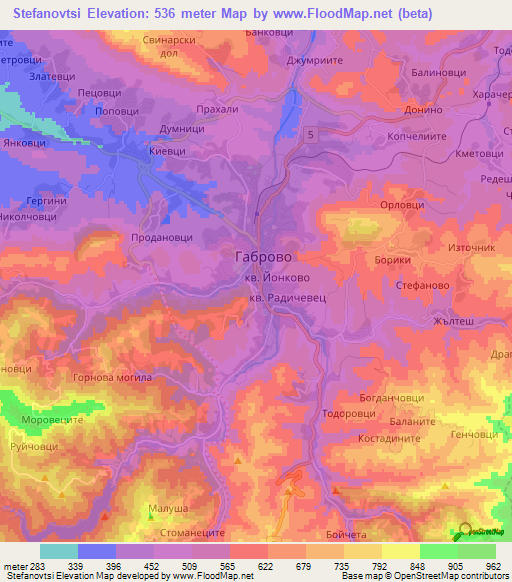 Stefanovtsi,Bulgaria Elevation Map