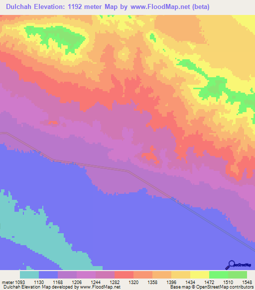 Dulchah,Iran Elevation Map