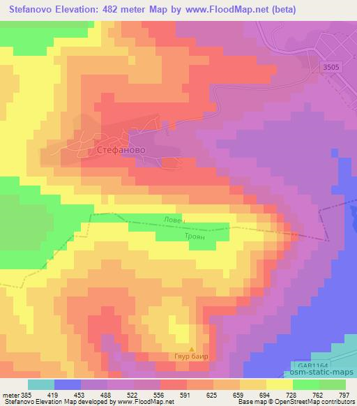Stefanovo,Bulgaria Elevation Map