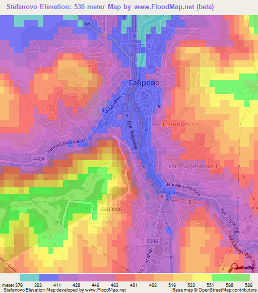 Stefanovo,Bulgaria Elevation Map