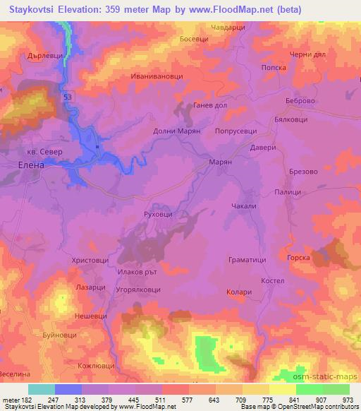 Staykovtsi,Bulgaria Elevation Map