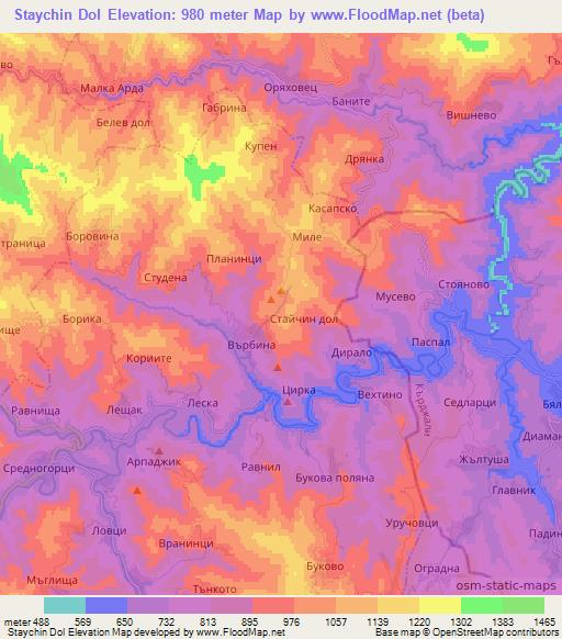 Staychin Dol,Bulgaria Elevation Map
