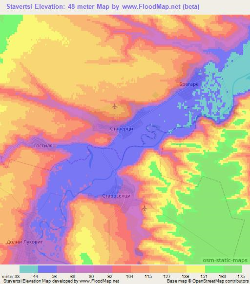 Stavertsi,Bulgaria Elevation Map