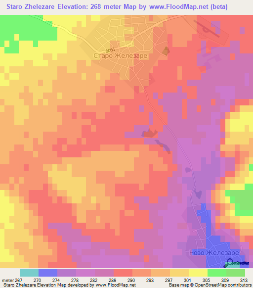Staro Zhelezare,Bulgaria Elevation Map
