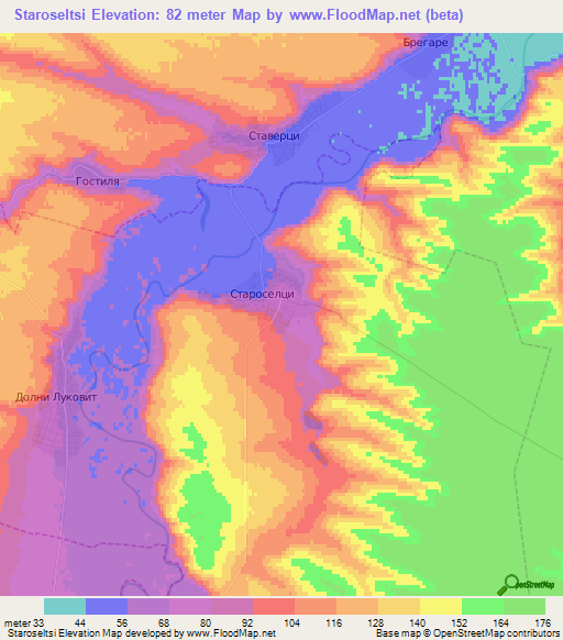 Staroseltsi,Bulgaria Elevation Map